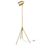 Bruno Tripod Floor Lamp with Metal Shade in Brass/Brass