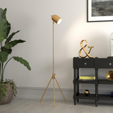 Bruno Tripod Floor Lamp with Metal Shade in Brass/Brass