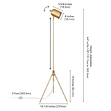 Bruno Tripod Floor Lamp with Metal Shade in Brass/Brass