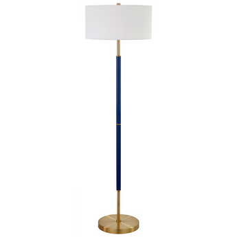 Simone 2-Light Floor Lamp with Fabric Shade in Blue/Brass /White