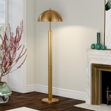 York 58" Tall Floor Lamp with Metal Shade in Brass/Brass