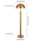 York 58" Tall Floor Lamp with Metal Shade in Brass/Brass