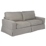 Americana Box Cushion Slipcovered Sofa | Stain Resistant Performance Fabric | Gray