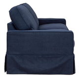 Americana Box Cushion Slipcovered Sofa | Stain Resistant Performance Fabric | Navy Blue