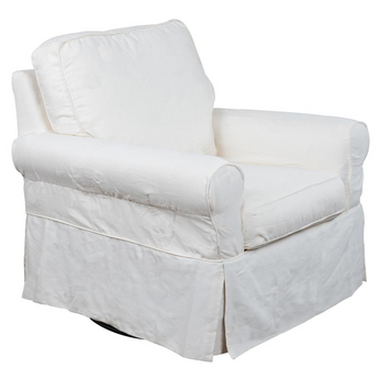 Sunset Trading Horizon Slipcovered Swivel Rocking Chair | Warm White