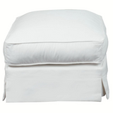 Americana Box Cushion Slipcovered Ottoman | Stain Resistant Performance Fabric | White