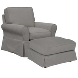 Sunset Trading Horizon Slipcovered Swivel Rocking Chair and Ottoman | Stain Resistant Performance Fabric | Gray