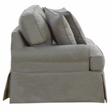 Sunset Trading Horizon T-Cushion Slipcovered Loveseat | Stain Resistant Performance Fabric | Gray