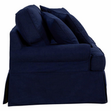 Sunset Trading Horizon T-Cushion Slipcovered Sofa | Stain Resistant Performance Fabric | Navy Blue