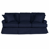 Sunset Trading Horizon T-Cushion Slipcovered Sofa | Stain Resistant Performance Fabric | Navy Blue