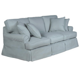 Sunset Trading Horizon T-Cushion Slipcovered Sofa | Stain Resistant Performance Fabric | Ocean Blue