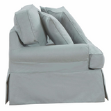 Sunset Trading Horizon T-Cushion Slipcovered Sofa | Stain Resistant Performance Fabric | Ocean Blue