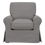 Sunset Trading Horizon Slipcovered Swivel Rocking Chair | Stain Resistant Performance Fabric | Gray