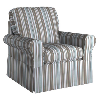 Sunset Trading Horizon Slipcovered Swivel Rocking Chair | Stain Resistant Performance Fabric | Blue Striped