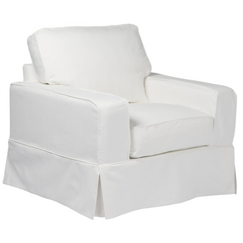 Americana Box Cushion Slipcovered Chair | Stain Resistant Performance Fabric | White
