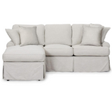 Sunset Trading Horizon Slipcovered Sleeper Sofa with Reversible Chaise| Light Gray