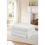 Americana Box Cushion Slipcovered Ottoman | Warm White