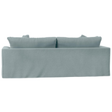 Newport Slipcovered Recessed Fin Arm 94" Sofa | Stain Resistant Performance Fabric | 4 Throw Pillows | Ocean Blue