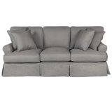 Sunset Trading Horizon T-Cushion Slipcovered Sofa | Stain Resistant Performance Fabric | Gray