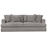 Newport Slipcovered Recessed Fin Arm 94" Sofa | Stain Resistant Performance Fabric | 4 Throw Pillows | Gray