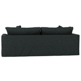 Newport Slipcovered Recessed Fin Arm 94" Sofa | Stain Resistant Performance Fabric | 4 Throw Pillows | Dark Gray
