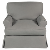 Sunset Trading Horizon Slipcovered T-Cushion Chair with Ottoman | Stain Resistant Performance Fabric | Gray