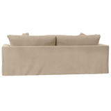 Newport Slipcovered Recessed Fin Arm 94" Sofa | Stain Resistant Performance Fabric | 4 Throw Pillows | Tan