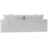 Newport Slipcovered Recessed Fin Arm 94" Sofa | Stain Resistant Performance Fabric | 4 Throw Pillows | White