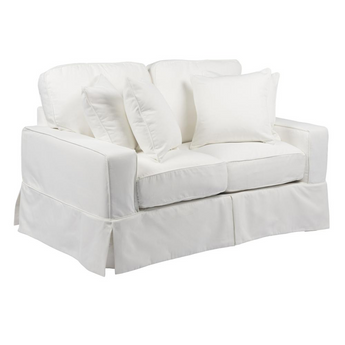 Americana Box Cushion Slipcovered Loveseat | Stain Resistant Performance Fabric | White