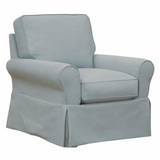 Sunset Trading Horizon Slipcovered Swivel Rocking Chair | Stain Resistant Performance Fabric | Ocean Blue