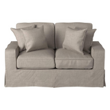 Sunset Trading Americana Box Cushion Slipcovered Loveseat  | Light Gray