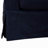 Americana Box Cushion Slipcovered Loveseat | Stain Resistant Performance Fabric | Navy Blue