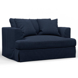 Newport Slipcovered 52" Wide Chair and A Half | Stain Resistant Performance Fabric | 2 Throw Pillows | Navy Blue