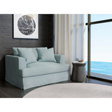 Newport Slipcovered 52" Wide Chair and A Half | Stain Resistant Performance Fabric | 2 Throw Pillows | Ocean Blue