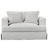 Newport Slipcovered 52" Wide Chair and A Half | Stain Resistant Performance Fabric | 2 Throw Pillows | White