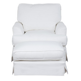Ariana Slipcovered Chair with Ottoman | Stain Resistant Performance Fabric | White