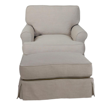 Sunset Trading Horizon Slipcovered T-Cushion Chair with Ottoman | Light Gray