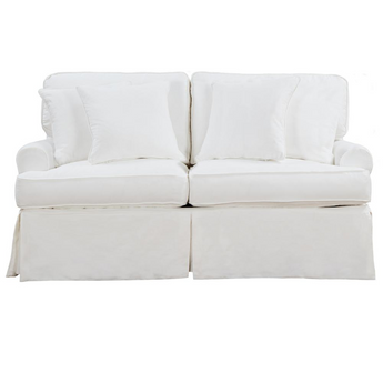 Sunset Trading Horizon T-Cushion Slipcovered Loveseat | Stain Resistant Performance Fabric | White