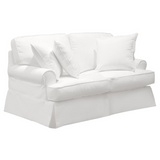 Sunset Trading Horizon T-Cushion Slipcovered Loveseat | Stain Resistant Performance Fabric | White