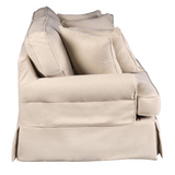 Sunset Trading Horizon T-Cushion Slipcovered Loveseat | Stain Resistant Performance Fabric | Tan