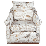 Birdscript Swivel Chair | Low Back | Rolled Arms | Nailhead Trim