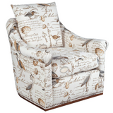 Birdscript Swivel Chair | Low Back | Rolled Arms | Nailhead Trim