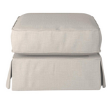 Americana Box Cushion Slipcovered Ottoman | Light Gray