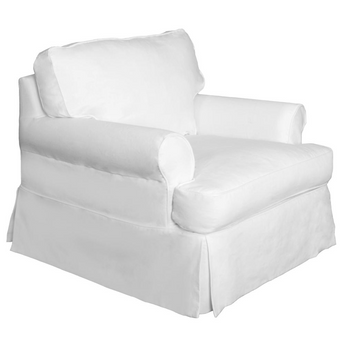 Sunset Trading Horizon Slipcovered T-Cushion Chair | Stain Resistant Performance Fabric | White
