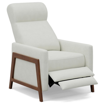 Edge Pushback Leather Recliner | Manual Reclining Chair | Thin Track Arms | Pearl White