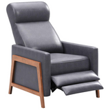 Edge Pushback Leather Recliner | Manual Reclining Chair | Thin Track Arms | Gray