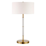 Simone 25" Tall 2-Light Table Lamp with Fabric Shade in Matte White/Brass /White