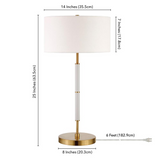 Simone 25" Tall 2-Light Table Lamp with Fabric Shade in Matte White/Brass /White