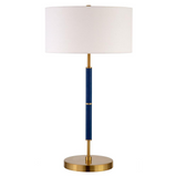 Simone 25" Tall 2-Light Table Lamp with Fabric Shade in Blue/Brass/White