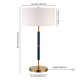 Simone 25" Tall 2-Light Table Lamp with Fabric Shade in Blue/Brass/White